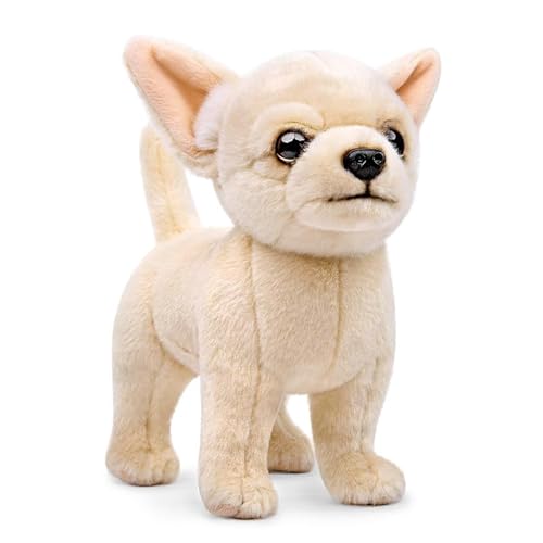 PuffPurrs Simulations-Chihuahua-Hund-Stofftier - 10 Zoll niedliches Chihuahua-Hund-Plüschtier, liebevolles Hunde-Modell-Spielzeug als Geschenk, Geschenksammlung für Kinder von PuffPurrs