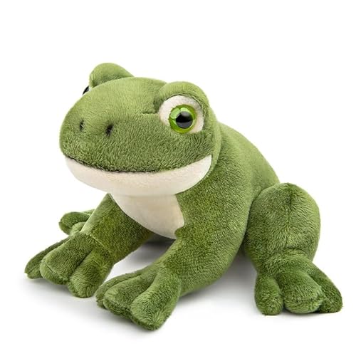 PuffPurrs Simulations-Frosch-Plüschtier - 6,3 Zoll lebensechter grüner Frosch Stofftiere, superweiche Plüschpuppen für Kinder, Geschenke für Kinder von PuffPurrs