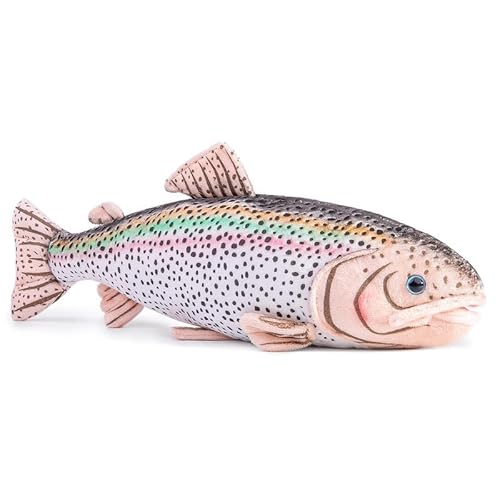 PuffPurrs Simulations-Regenbogenforellen-Plüschtier - 17", realistischer, bunter Forellen-Fisch, superweiche Tiefseetier-Plüschpuppe, Geschenke für Kinder von PuffPurrs