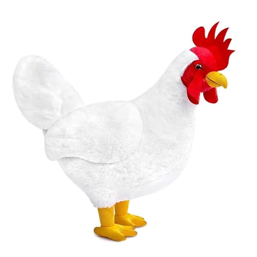 White Chicken Plush - Weiches realistisches 14-Zoll-Weißes Hühnerhahn Stofftier, Niedliches Spielzeug, echtes Plüschtier für die Heimdekoration, einzigartige Plüsch-Geschenksammlung für Kinder von PuffPurrs