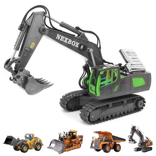 Pukmqu Mudsterz Excavator, Mudsterz Trucks, 𝐌𝐮𝐝𝐬𝐭𝐞𝐫𝐳 Construction RC, 2.4GHz Remote Control Construction Vehicle Set, Alloy Material, with Cool Lights and Sounds (1043-Green) von Pukmqu