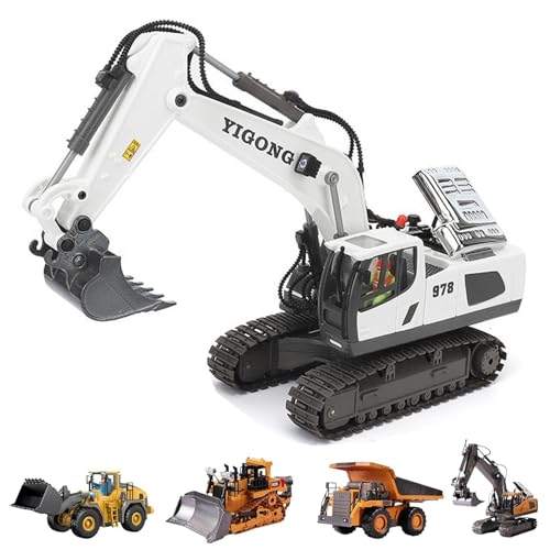 Pukmqu Mudsterz Excavator, Mudsterz Trucks, 𝐌𝐮𝐝𝐬𝐭𝐞𝐫𝐳 Construction RC, 2.4GHz Remote Control Construction Vehicle Set, Alloy Material, with Cool Lights and Sounds (1043-White) von Pukmqu