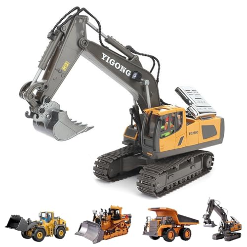 Pukmqu Mudsterz Excavator, Mudsterz Trucks, 𝐌𝐮𝐝𝐬𝐭𝐞𝐫𝐳 Construction RC, 2.4GHz Remote Control Construction Vehicle Set, Alloy Material, with Cool Lights and Sounds (1043-Yellow) von Pukmqu