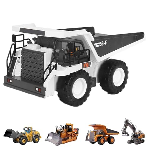 Pukmqu Mudsterz Excavator, Mudsterz Trucks, 𝐌𝐮𝐝𝐬𝐭𝐞𝐫𝐳 Construction RC, 2.4GHz Remote Control Construction Vehicle Set, Alloy Material, with Cool Lights and Sounds (1047-White) von Pukmqu