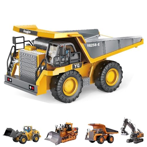 Pukmqu Mudsterz Excavator, Mudsterz Trucks, 𝐌𝐮𝐝𝐬𝐭𝐞𝐫𝐳 Construction RC, 2.4GHz Remote Control Construction Vehicle Set, Alloy Material, with Cool Lights and Sounds (1047-Yellow) von Pukmqu