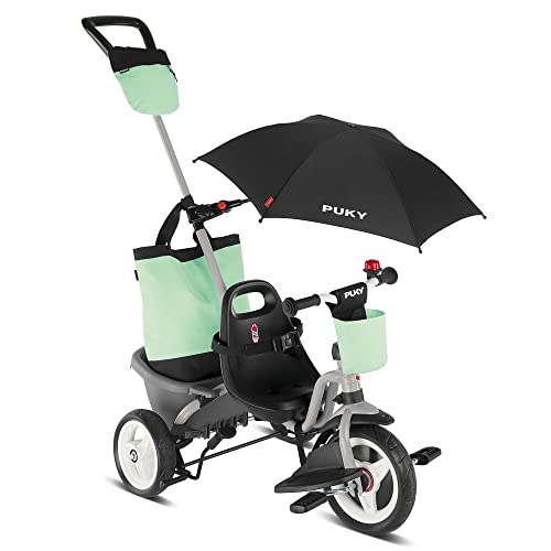 PUKY CEETY Comfort | Komfortables und sicheres Dreirad | Teleskop-Schiebestange | für Kinder ab 1,5 Jahren | mit Fußstütze | Lichtgrau von Puky