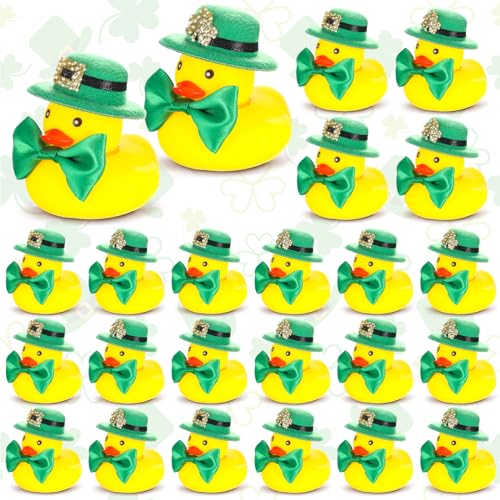 PullCrease Gummiente zum St. Patrick's Day, mit Mini-Koboldhut und Mini-Fliege, irisches Thema, Mini-Gummi-Badewannen-Ente für Jungen und Mädchen, Geschenktütenfüller, irische Party, Schulpreis, 24 PullCrease Gummiente zum St. Patrick's Day, mit Mini-Koboldhut und Mini-Fliege, irisches Thema, Mini-Gummi-Badewannen-Ente für Jungen und Mädchen, Geschenktütenfüller, irische Party, Schulpreis, 24 von PullCrease