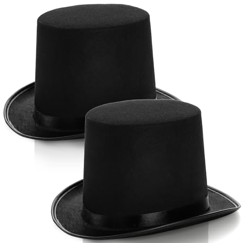 Pumtus 2 Stück schwarzer Filz-Zylinderhut, lustiger Party-Zauberer-Hut, formeller Smoking-Ringmaster-Vampir-Kostümhut, Verkleiden Sie viktorianischer Lincoln-Hut für Cosplay, Halloween, Unisex Pumtus 2 Stück schwarzer Filz-Zylinderhut, lustiger Party-Zauberer-Hut, formeller Smoking-Ringmaster-Vampir-Kostümhut, Verkleiden Sie viktorianischer Lincoln-Hut für Cosplay, Halloween, Unisex von Pumtus