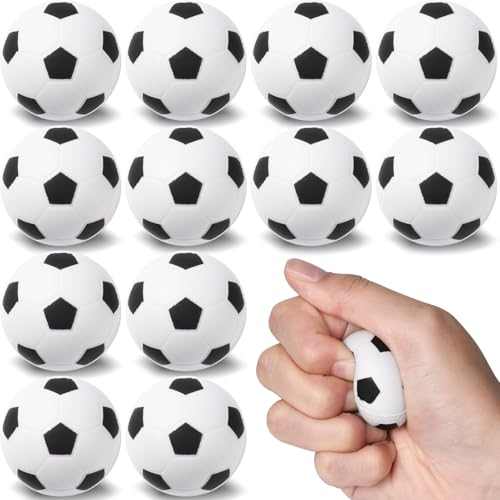 Pumwoy 12 Stück Mini Sportbälle 4cm, Schaumstoffbälle Mini Fußball, Antistressball Fußball Stressbälle, Softbälle Anti Stress Spielzeug Bälle für Kinder und Erwachsene von Pumwoy