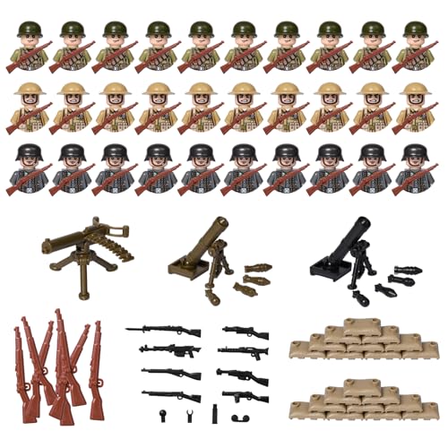 Pumwoy Mini Figures Military Kit, 30 Mini Soldaten Figuren, Waffen Militär Set für Figuren Enthält Mörser*2 Maschinengewehr *1 Bodenplatte*2 Sandsack*20, Militärspielzeug Kampfspielzeug Pumwoy Mini Figures Military Kit, 30 Mini Soldaten Figuren, Waffen Militär Set für Figuren Enthält Mörser*2 Maschinengewehr *1 Bodenplatte*2 Sandsack*20, Militärspielzeug Kampfspielzeug von Pumwoy