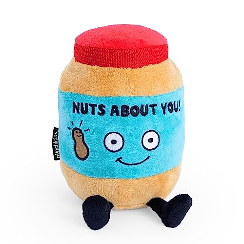 Punchkins Peanut Butter Jar Foodie Plushie, lustiges Valentinstags-Gag-Geschenk, lustiges Plüsch-Sammlerstück, beschwerter Boden zum Präsentieren von Punchkins