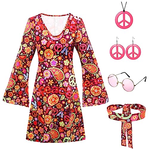 Punvot Schlager Outfit Damen, 60er 70er Hippie Kleidung, Disco Kostüm Set für Frauen und Mädchen, Faschingskostüm für Karneval Cosplay Party (B-L) Punvot Schlager Outfit Damen, 60er 70er Hippie Kleidung, Disco Kostüm Set für Frauen und Mädchen, Faschingskostüm für Karneval Cosplay Party (B-L) von Punvot