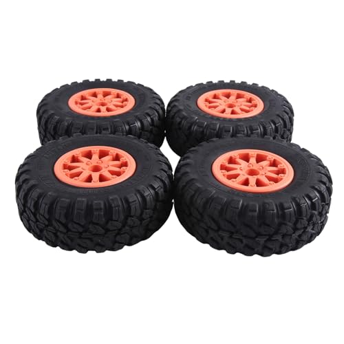 Puooifrty 4 StüCk 118 X 44 mm 2,2 Gummireifen und Beadlock-Felge Aus Kunststoff für 1:10 RC Rock Crawler Axial SCX10 RR10 RC Auto, Orange von Puooifrty