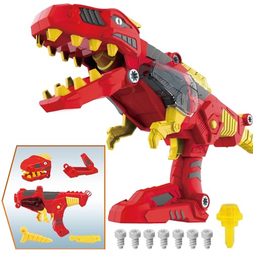 3-in-1 Dinosaurier Spielzeug – Konstruktion Tyrannosaurus Rex mit realistischen Sounds und Lichtern – Aufbau Ihres eigenen Dinoblaster Dinobot Blaster Jungen Kinder 3+ Jahren von Pup Go