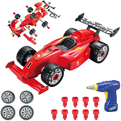 Pup Go Auseinander Nehmen Spielzeug Auto für Kinder 3+ Jahren, 24-teiliges Spielzeug mit Elektrische Bohrmaschine, Geschenke für Jungen Mädchen ab 3 4 5 6(4 Ersatzschrauben Enthalten) von Pup Go