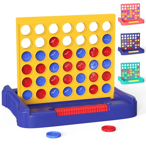 Pup Go 4 Gewinnt Gelb, Familie Brettspiele für Kinder & Erwachsene ab 3 Jahren, Pädagogisches Strategiespiel Spielzeug, Tragbares Reisespiel für 2 Spieler, Faltbares Design mit 6 Ersatzchips von Pup Go