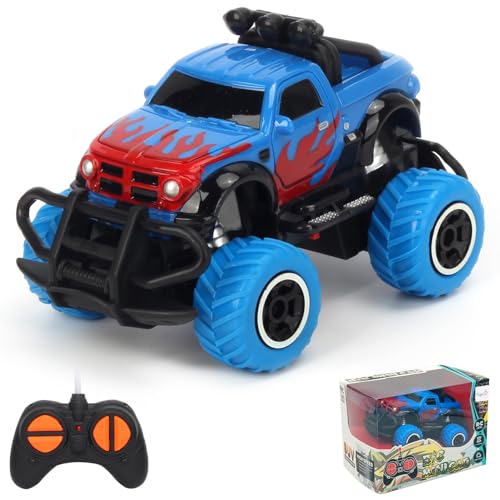 Pup Go Monster Truck Ferngesteuertes Auto mit Licht für Kinder 3-9 Jahr, Robust Mini RC Auto Schnell Offroad Indoor Outdoor, Spielzeug Kleinkind Weihnachten Geburtstagsgeschenk Junge Mädchen, Blau von Pup Go