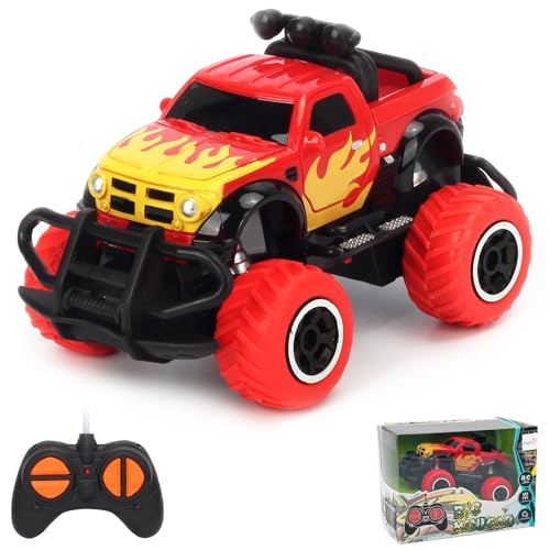 Pup Go Monster Truck Ferngesteuertes Auto mit Licht für Kinder 3-9 Jahr, Robust Mini RC Auto Schnell Offroad Indoor Outdoor, Spielzeug Kleinkind Weihnachten Geburtstagsgeschenk Junge Mädchen, Rot von Pup Go