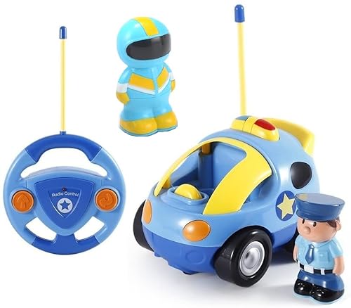 Pup Go Kids Fernbedienung Cartoon Polizeiauto - Radio Control Rennwagen Spielzeug mit Musik und Licht, Das erste Ferngesteuertes Auto ab 2 Jahre, Geburtstagsgeschenk für Kinder über 2 3 Jahre von Pup Go