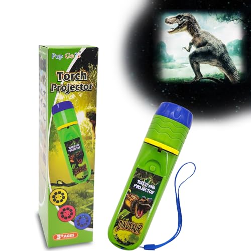 Pup Go Kinder Projektor Taschenlampe Dinosaurier mit 3 Disks 24 Bilder, Geschichte Diashow Beamer für Kinder ab 3 Jahren, Dinosaurier Spielzeug, Wissenschaft Lehrreich Geschenk für Jungs und Mädchen von Pup Go