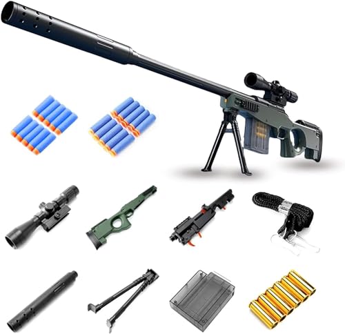 Schaumstoff-Blaster Gewehr, Scharfschützengewehr mit 20 Weichen Bällen, Soft Bullet Sniper Toy Gun mit Brille für Kinder, Unisex, Spielzeugpistole für Jungen, Kinder und Erwachsene (Kar 98K) von Puppal