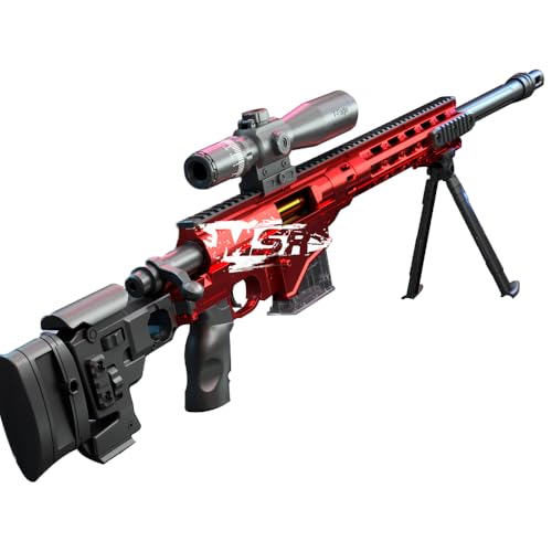 Spielzeug Scharfschützengewehr Kinder Schaumstoff-Blaster Gewehr mit 20 Weichen Bällen, Übergroß Soft Bullet Sniper Toy Gun MSR Geeignet für Kinder und Erwachsene, 120 cm (Rot) von Puppal