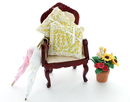 Puppenhaus Sets Sessel, 2 Kissen, 2 Regenschirme und 1 Pflanze von Puppenhaus Sets