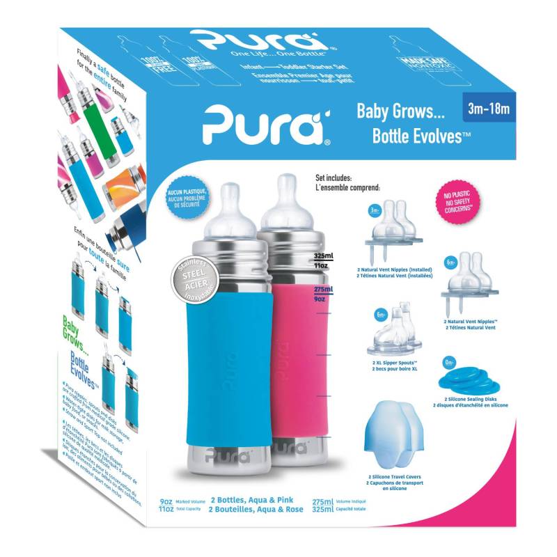 Pura Geschenkset - groß (300ml) - Rosa / Aqua von Pura
