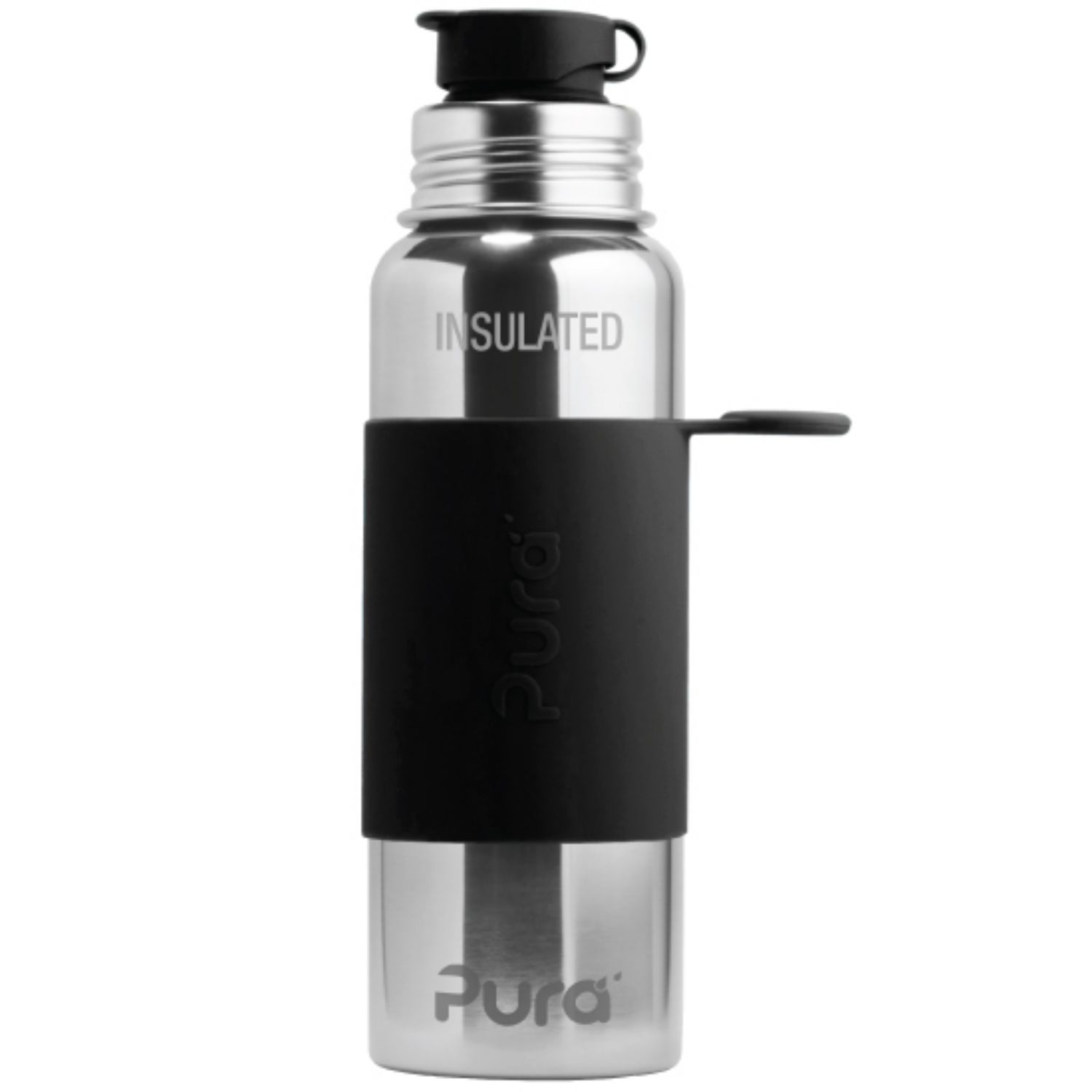 Pura Isolierte Sport Edelstahl-Trinkflasche - 600ml - Schwarz von Pura