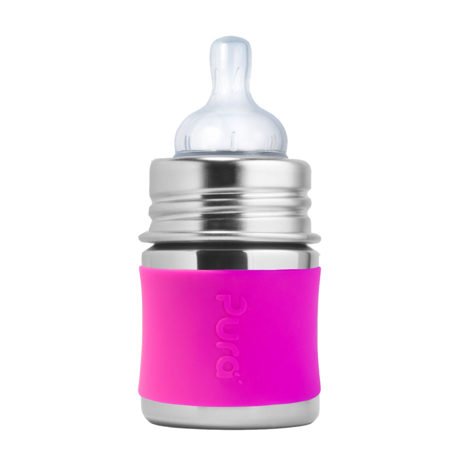 Pura Kiki Edelstahl-Babyflasche - 125ml - Pink von Pura