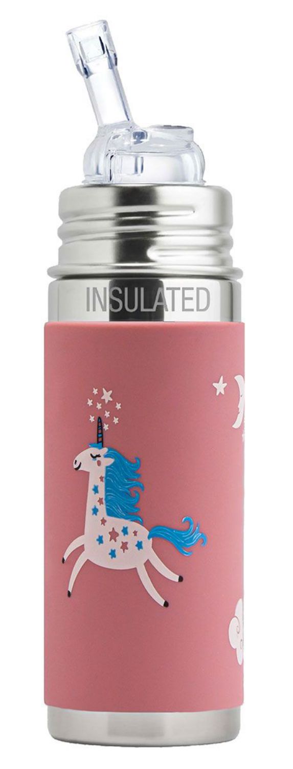 Pura Kiki Isolierte Edelstahl-Flasche - Baby/Toddler 250ml - Einhorn Trinkhalm von Pura