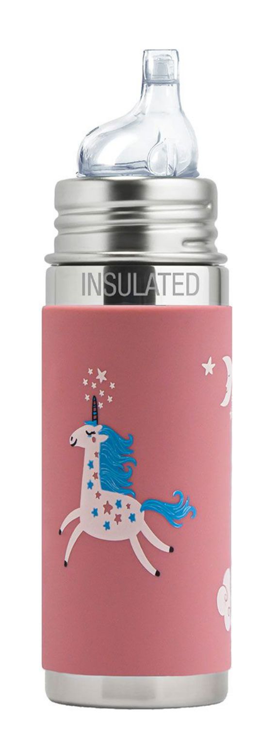 Pura Kiki Isolierte Edelstahl-Flasche - Baby/Toddler 250ml - Einhorn Trinklernaufsatz von Pura