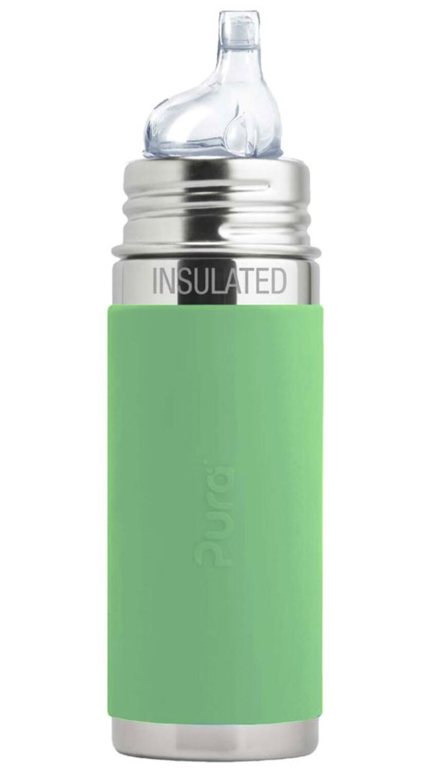 Pura Kiki Isolierte Edelstahl-Flasche - Baby/Toddler 250ml - Moss Trinklernaufsatz von Pura