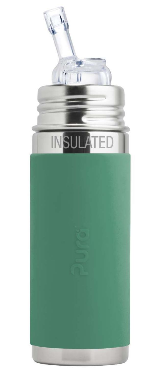 Pura Kiki Isolierte Edelstahl-Flasche - Baby/Toddler 250ml - Trinkhalm Mint von Pura