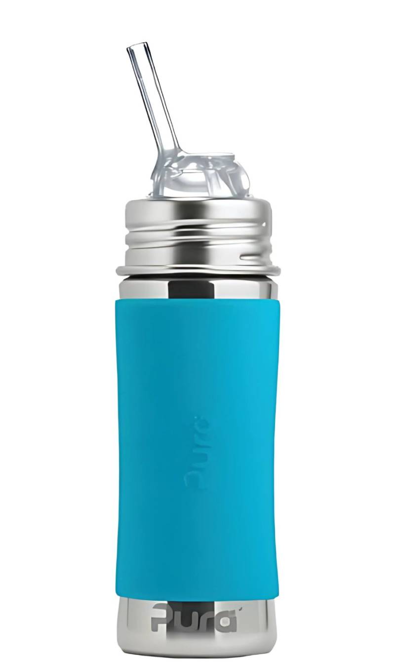 Pura Kiki KIDDO Edelstahl-Flasche mit Trinkhalm (300ml) - Aqua von Pura