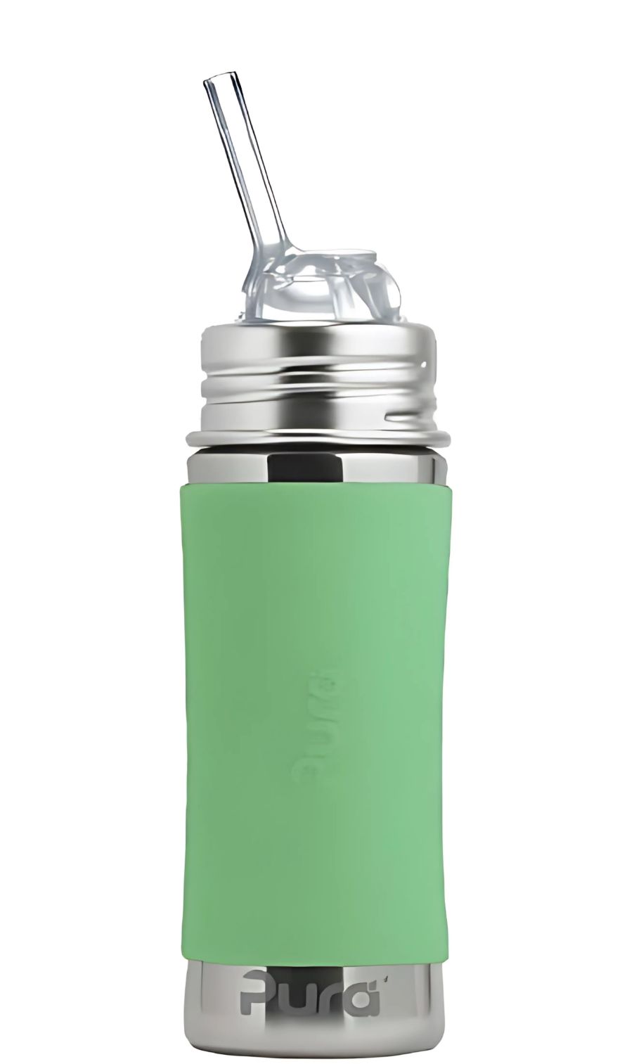 Pura Kiki KIDDO Edelstahl-Flasche mit Trinkhalm (300ml) - Moss von Pura