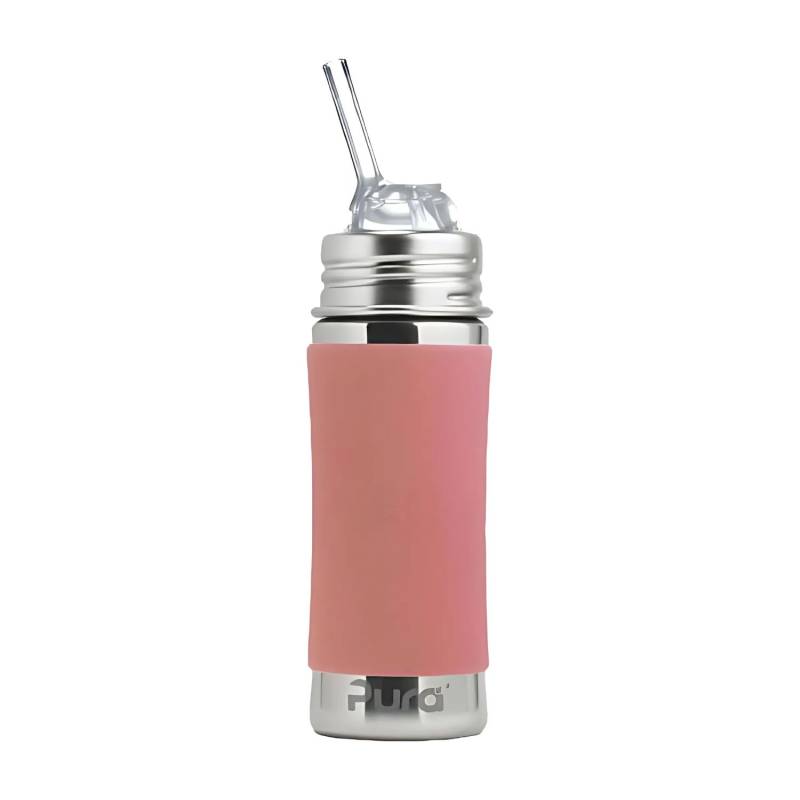 Pura Kiki KIDDO Edelstahl-Flasche mit Trinkhalm (300ml) - Rose von Pura