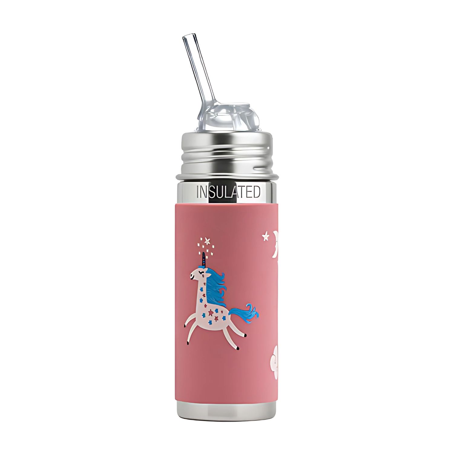 Pura Kiki KIDDO isolierte Edelstahl-Flasche mit Trinkhalm (250ml) - Einhorn von Pura