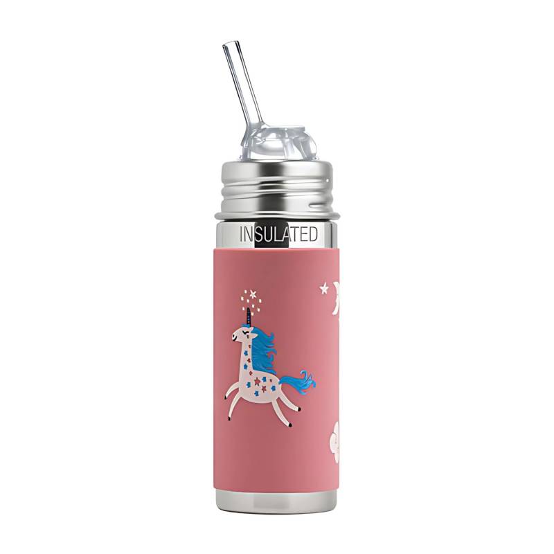 Pura Kiki KIDDO isolierte Edelstahl-Flasche mit Trinkhalm (250ml) - Einhorn von Pura