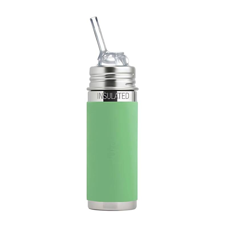 Pura Kiki KIDDO isolierte Edelstahl-Flasche mit Trinkhalm (250ml) - Moss von Pura