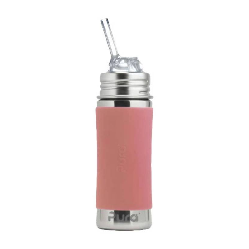 Pura Kiki KIDDO isolierte Edelstahl-Flasche mit Trinkhalm (250ml) - Rose von Pura
