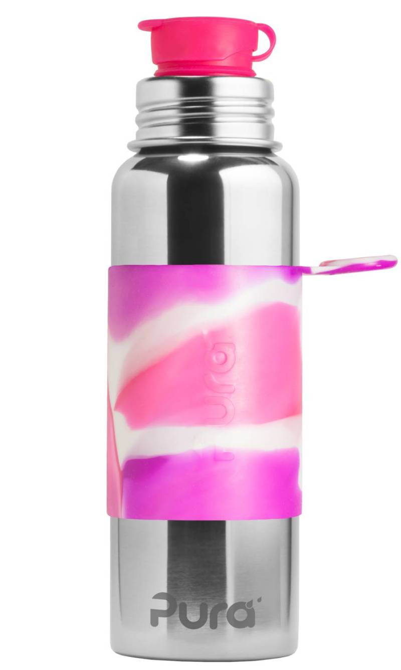 Pura Sport Edelstahl-Trinkflasche - 800ml - Pink Swirl von Pura