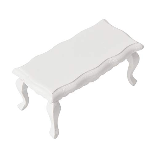 Purokise Miniatur End Table Doll House Möbel Holz handgefertigtes dekoratives Zubehör für 1/12 Skala Puppenhaus weiß Brown 9x4x4,2 cm (Weiß) von Purokise