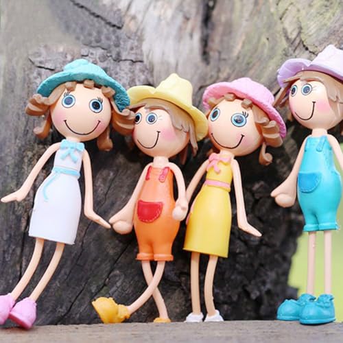 Purple Star 4PCS/Pack Mini Figuren Miniatur Mädchen Figure für Feengarten Zubehör Cupcake Topper Deko Tortendeko Kleine Mädchen für Terrarium Bunt von Purple Star