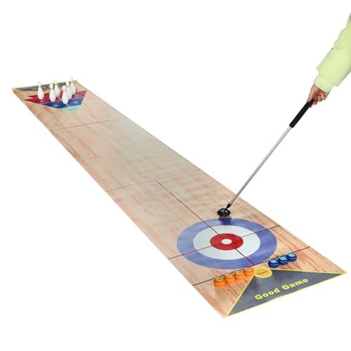 PurpleMinder 3 in 1 Curling Shuffleboard Bowling Tabletop Brettspiel Set, Tischspiele Tabelletop Tabletop Game Reisespiel Weihnachten Geschenke für Schule, Haus, Büro, Party von PurpleMinder