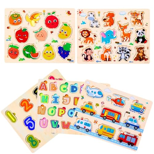 Purpledi Holzpuzzle, 5pcs Holzspielzeug ab Montessori-Spielzeug für Kinder ab 1 2 3 Jahren, Tier Holzpuzzle Puzzle Kleinkind Lernspielzeug für Kinder, Steckpuzzle für Jungen und Mädchen Purpledi Holzpuzzle, 5pcs Holzspielzeug ab Montessori-Spielzeug für Kinder ab 1 2 3 Jahren, Tier Holzpuzzle Puzzle Kleinkind Lernspielzeug für Kinder, Steckpuzzle für Jungen und Mädchen von Purpledi
