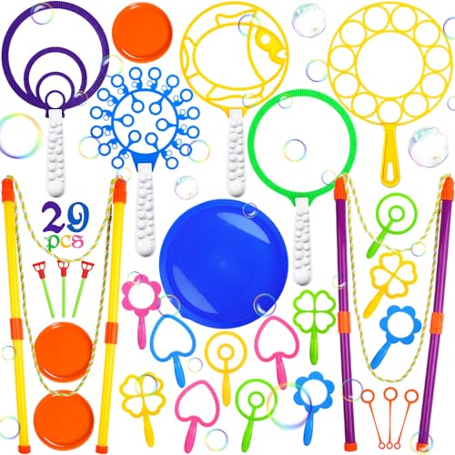 Purpledi Seifenblasen Set, 29 Stück Seifenblasen Spielzeug Riesenseifenblasen Kinder und Erwachsene, mit 2 Seifenblasen Stab Groß, für Outdoor Spiele, Kindergeburtstag, Partys, Hochzeit Purpledi Seifenblasen Set, 29 Stück Seifenblasen Spielzeug Riesenseifenblasen Kinder und Erwachsene, mit 2 Seifenblasen Stab Groß, für Outdoor Spiele, Kindergeburtstag, Partys, Hochzeit von Purpledi