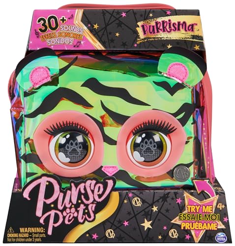 Purse Pets Holografische Tiger Umhängetasche - interaktive Kindertasche mit 30+ Geräuschen, Reaktionen, Spielen und Musik, für Kinder ab 4 Jahren von Purse Pets