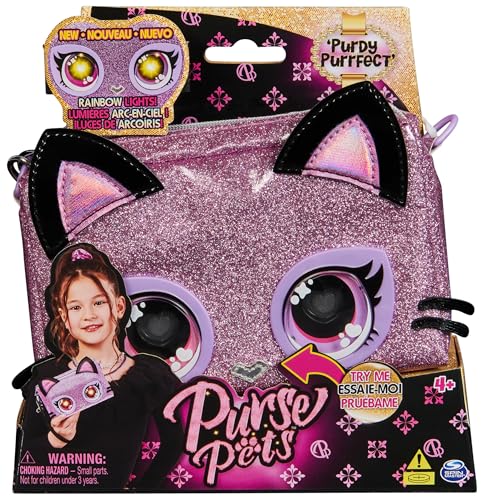 Purse Pets Clutch Purdy Purrfect Kätzchen - Kindertasche und Spielzeug in einem, Wird mit leuchtenden Augen in Regenbogenfarben lebendig, für Kinder ab 4 Jahren von Purse Pets