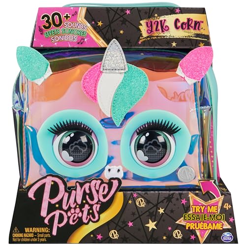 Purse Pets Holografische Einhorn Umhängetasche - interaktive Kindertasche mit 30+ Geräuschen, Reaktionen, Musik und Spielen, für Kinder ab 4 Jahren von Purse Pets